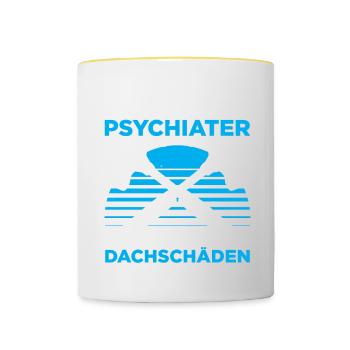Ich Bin Dachdecker Und Psychiater Ich Behebe Dachs - Tasse zweifarbig - Weiß/Gelb - Vorne