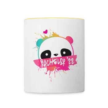 Bchelor '22 Motto with Panda - University Degree 2022 - Contrasting Mug - white/yellow - Front