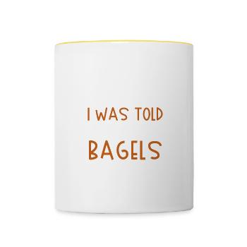 Bagel Essen Geschenk Bagel - Tasse zweifarbig - Weiß/Gelb - Vorne