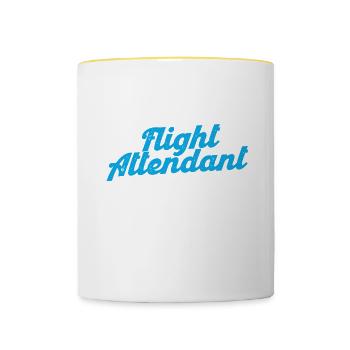 Flugbegleiter Stewardess Cabin Crew - Tasse zweifarbig - Weiß/Gelb - Vorne