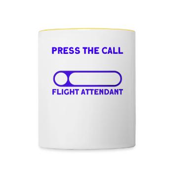 Flugbegleiter Stewardess Cabin Crew - Tasse zweifarbig - Weiß/Gelb - Vorne