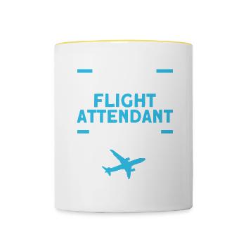 Flugbegleiter Stewardess Cabin Crew - Tasse zweifarbig - Weiß/Gelb - Vorne