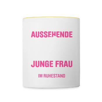 Diese Gut Aussehende Junge Frau Ist Seit Neustem I - Tasse zweifarbig - Weiß/Gelb - Vorne
