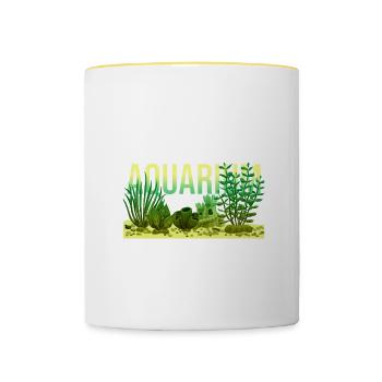 Ich Bleibe Zuhause Wenn Ich Mein Aquarium Nicht Mi - Tasse zweifarbig - Weiß/Gelb - Vorne