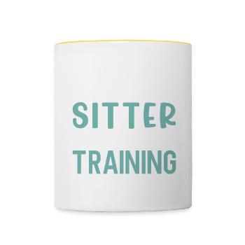 Babysitter Geschenk Babysitting Bester Babysitter - Tasse zweifarbig - Weiß/Gelb - Vorne