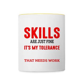 C’est ma tolérance envers les idiots qui a besoin de travail 6 - Mug contrasté - blanc/jaune - Devant