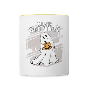 HALLOWEEN THIS IS BOO SHEET - Contrasting Mug - white/yellow - Front