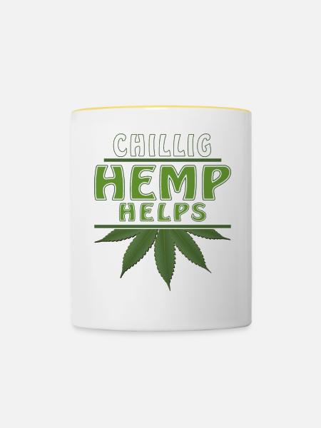 CHILLIG HEMP HELPS - Tasse zweifarbig - Weiß/Gelb