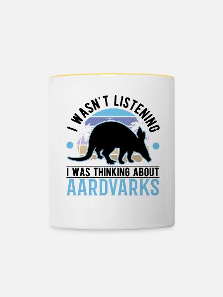 Erdferkel Geschenk Aardvark - Tasse zweifarbig - Weiß/Gelb