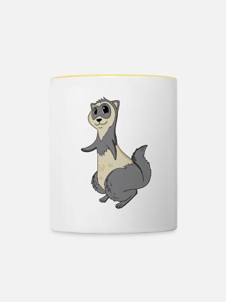 Frettchen - Tasse zweifarbig - Weiß/Gelb
