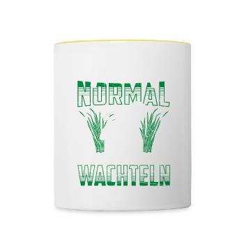 Früher War Ich Normal Jetzt Habe Ich Wachteln - Tasse zweifarbig - Weiß/Gelb - Vorne