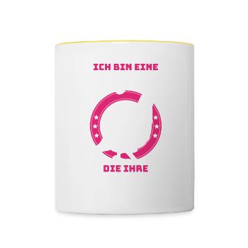 Ich Bin Eine Prinzessin Die Ihre Wachteln Liebt - Tasse zweifarbig - Weiß/Gelb - Vorne