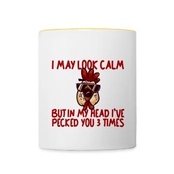 In My Head, I've Pecked You 3 Times 2 - Tasse zweifarbig - Weiß/Gelb - Vorne