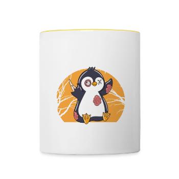 Halloween Zombie Animaux Halloween Pingouin - Mug contrasté - blanc/jaune - Devant