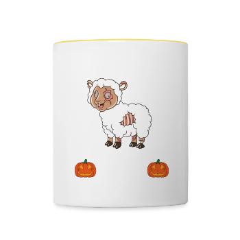 Halloween I'm Just Here For The Candy - Tasse zweifarbig - Weiß/Gelb - Vorne