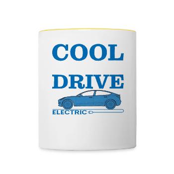 Cool People Drive Electric Cars - Tasse zweifarbig - Weiß/Gelb - Vorne