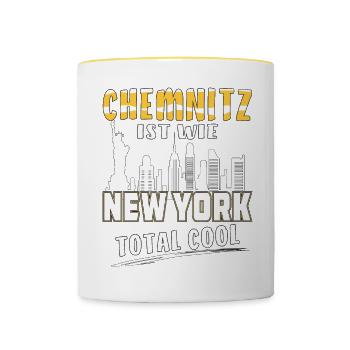 CHEMNITZ IST WIE NEW YORK - Tasse zweifarbig - Weiß/Gelb - Vorne