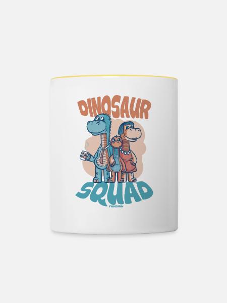 Dinosaur Squad - Tasse zweifarbig - Weiß/Gelb