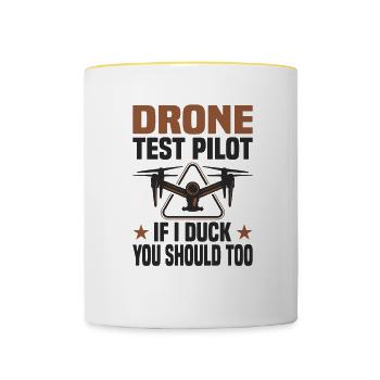 Drohnenpilot Fpv Quadcopter Racing Drohnenfliegen - Tasse zweifarbig - Weiß/Gelb - Vorne