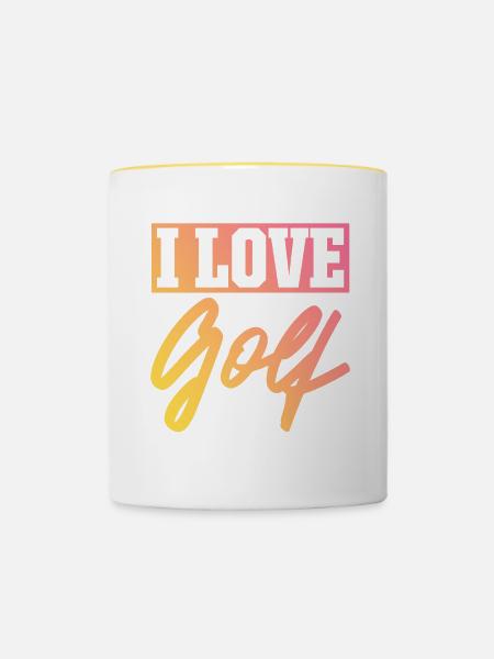 Ich liebe Golf - Tasse zweifarbig - Weiß/Gelb