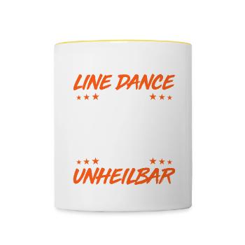 Ich Bin Im Line Dance Fieber Es Ist Unheilbar - Tasse zweifarbig - Weiß/Gelb - Vorne