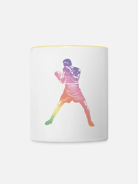 Boxen Silhouette - Tasse zweifarbig - Weiß/Gelb