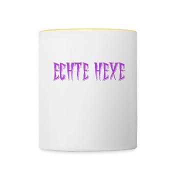Echte Hexe Kein Kostüm Notwendig Halloween - Tasse zweifarbig - Weiß/Gelb - Vorne