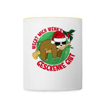 Weihnachten - Tasse zweifarbig - Weiß/Gelb - Vorne