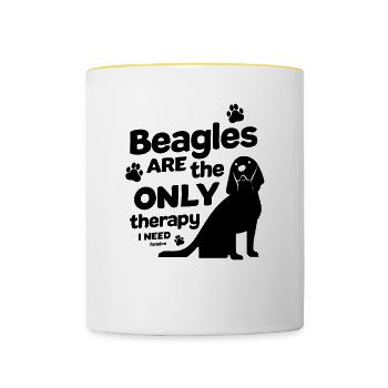 Amateurs de chiens Beagle - Mug contrasté - blanc/jaune - Devant