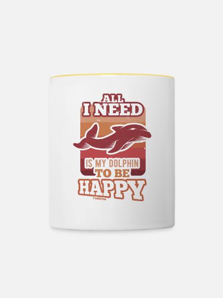 Delfin - Tasse zweifarbig - Weiß/Gelb