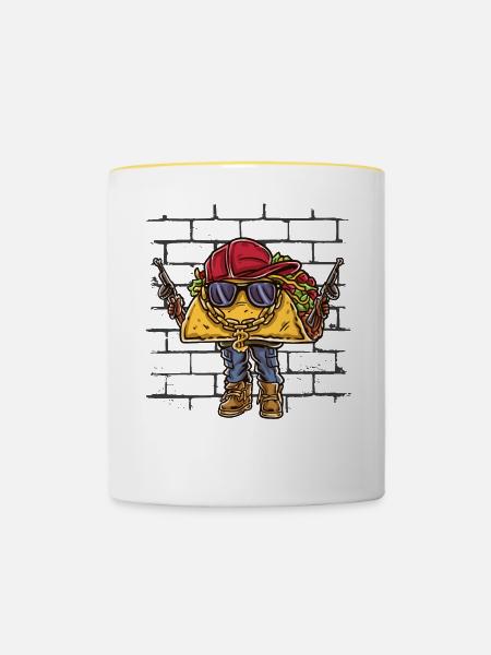 Lustiger Taco-gangster-stil - Tasse zweifarbig - Weiß/Gelb
