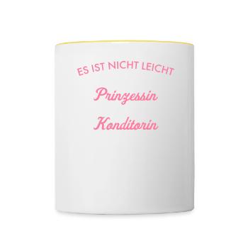 Prinzessin und Konditorin I I Backstube Bäckerei - Tasse zweifarbig - Weiß/Gelb - Vorne