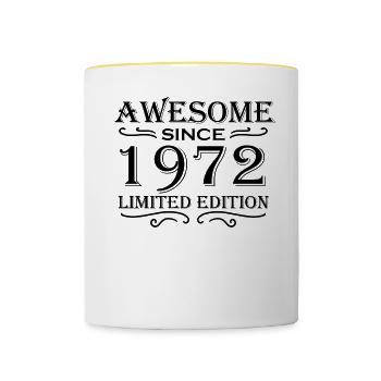 1972 - Born 1972 - Contrasting Mug - white/yellow - Front