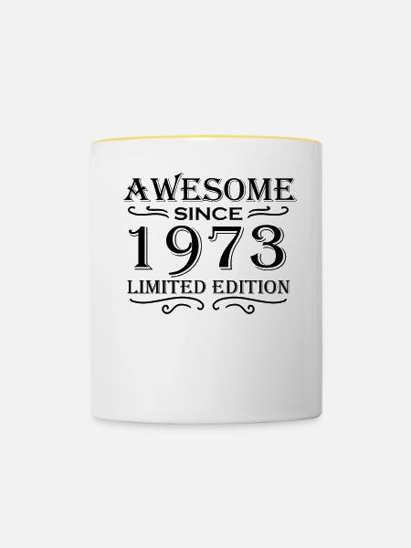 1973 - Jahrgang 1973 - Tasse zweifarbig - Weiß/Gelb
