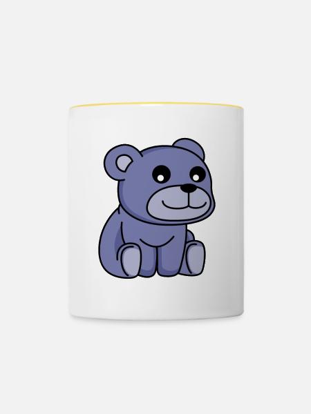 Bär Comic - Tasse zweifarbig - Weiß/Gelb