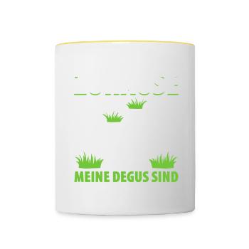 Zuhause Ist Wo Meine Degus Sind Geschenk - Tasse zweifarbig - Weiß/Gelb - Vorne