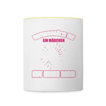 Unterschätze Nie Ein Mädchen Mit Einem Degu - Tasse zweifarbig - Weiß/Gelb - Vorne