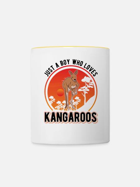 Australisches Känguru Junge Kangaroo - Tasse zweifarbig - Weiß/Gelb