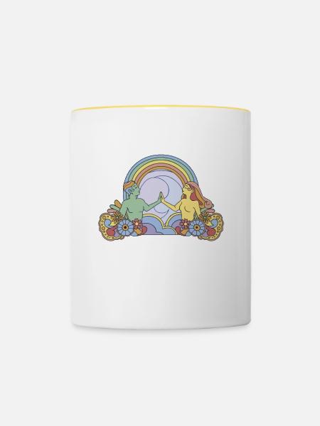 Frieden - Tasse zweifarbig - Weiß/Gelb