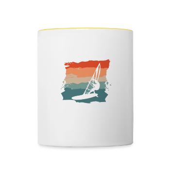 Retro Ready For Wind Windsurfing Windsurfer - Tasse zweifarbig - Weiß/Gelb - Vorne
