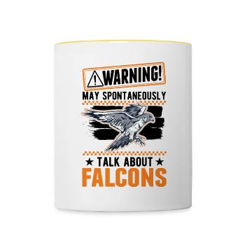 Warnung Falke Falkner Falknerei Turmfalke - Tasse zweifarbig - Weiß/Gelb - Vorne