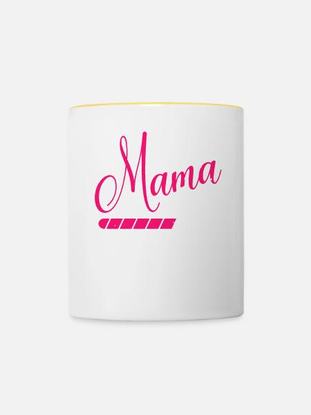 Werdende Mama 2023 Loading - Tasse zweifarbig - Weiß/Gelb