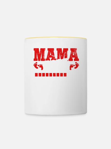 Werdende Mama 2023 Loading - Tasse zweifarbig - Weiß/Gelb