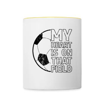 My heart is on that field - Football - Contrasting Mug - white/yellow - Front