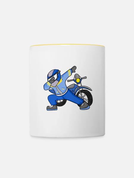 Motorrad Fahrer - Tasse zweifarbig - Weiß/Gelb
