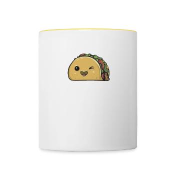 Taco Mexican Food Mexico Tortilla Burrito - Contrasting Mug - white/yellow - Front