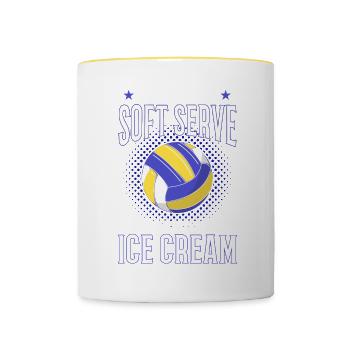 Volleyball Spieler Geschenk Lustiger Volleyball - Tasse zweifarbig - Weiß/Gelb - Vorne