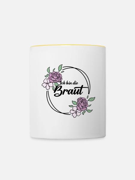 Die Braut Junggesellinnenabschied - Tasse zweifarbig - Weiß/Gelb