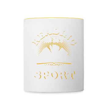 Book reading bookwork gift reading books - Contrasting Mug - white/yellow - Front
