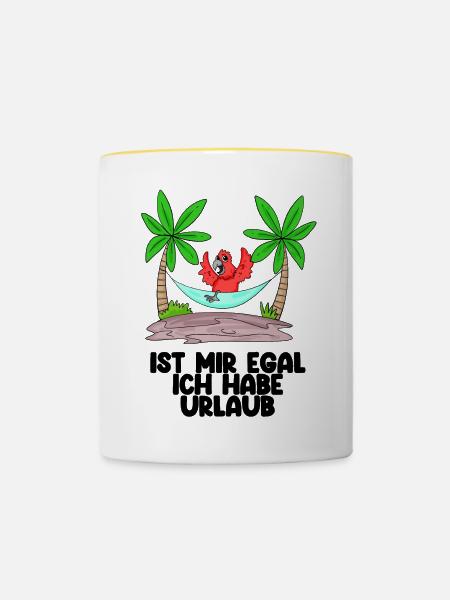Urlaub - Tasse zweifarbig - Weiß/Gelb